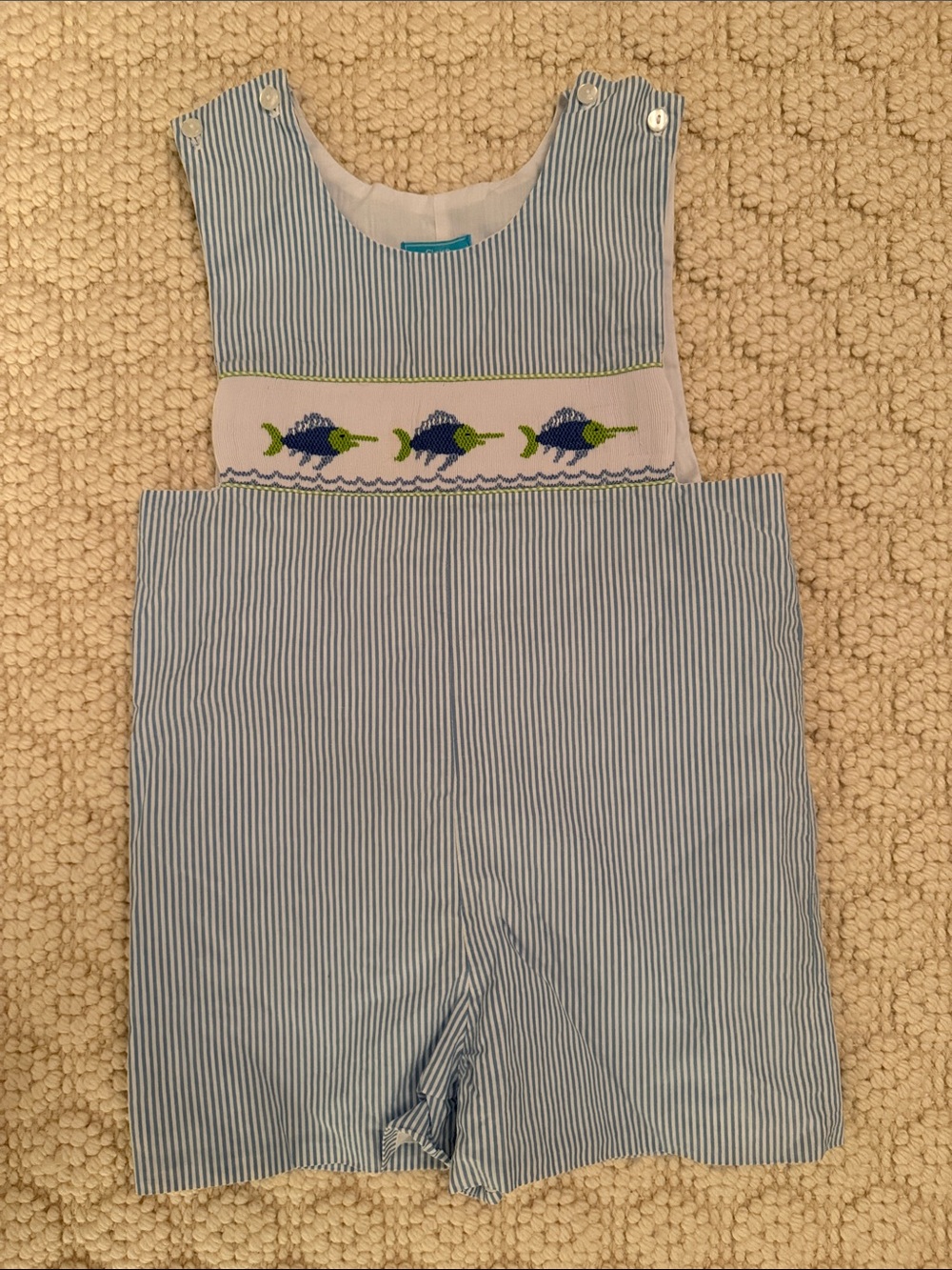 Claire & Charlie Blue/White Striped Shortall